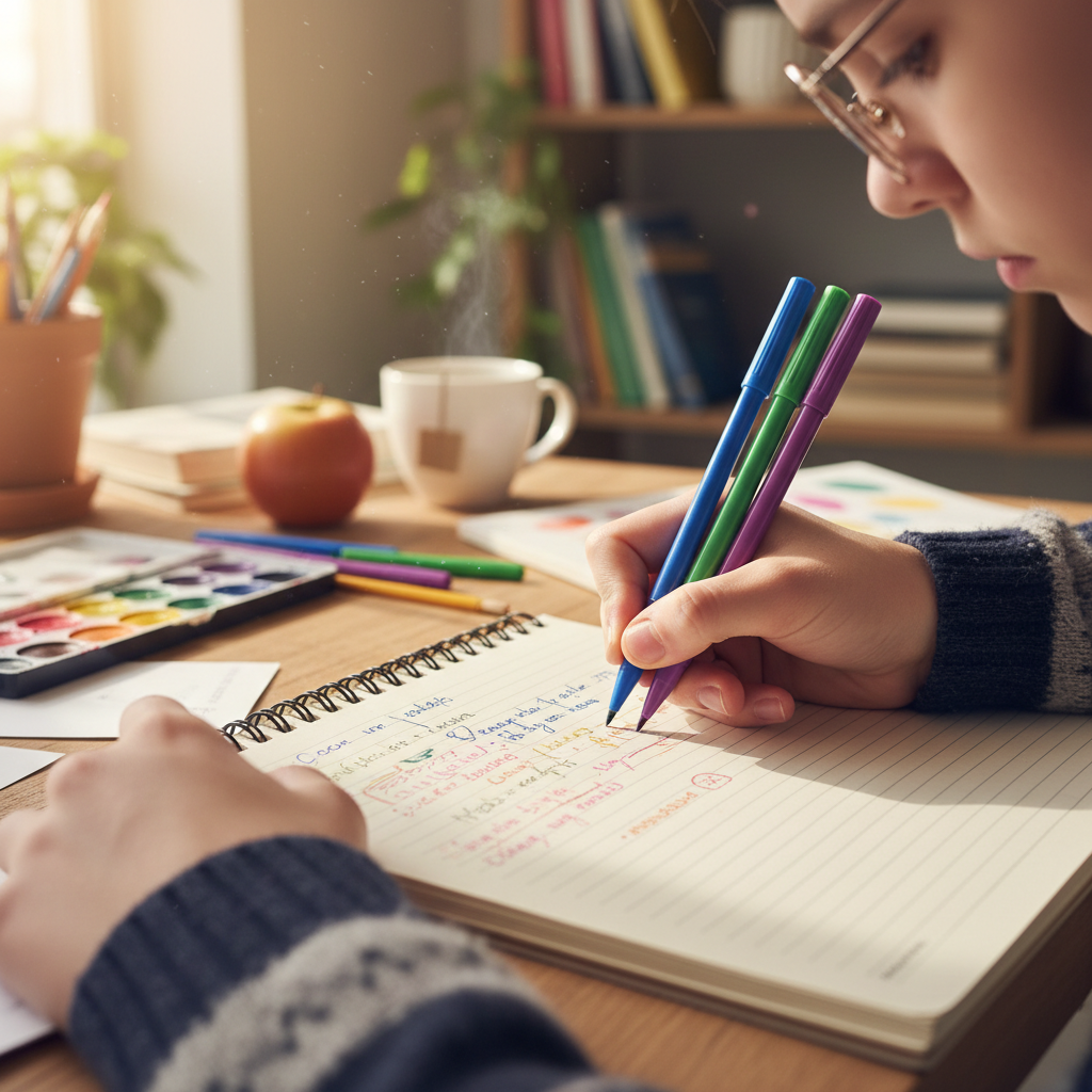College notebook with colorful cover for students