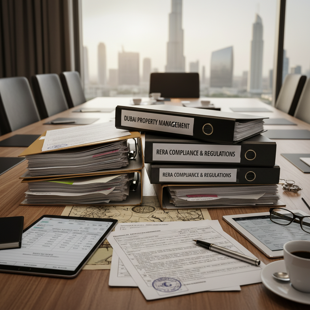 Legal documents and compliance paperwork for Dubai property management and RERA regulations