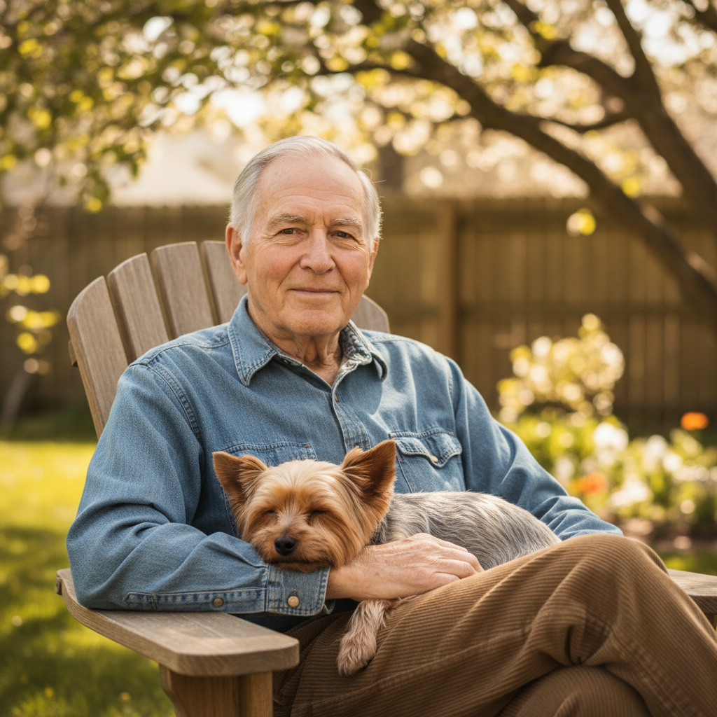 Retiree Robert whose Yorkie Biscuit is his constant companion