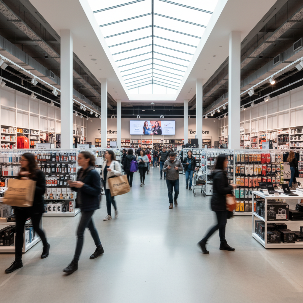 People moving through a retail space