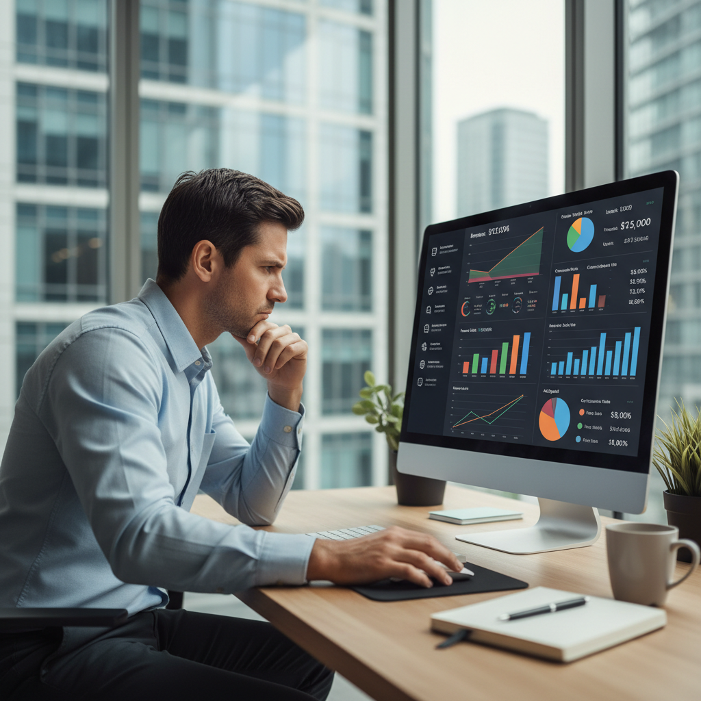 Amazon private label seller reviewing product listing analytics dashboard