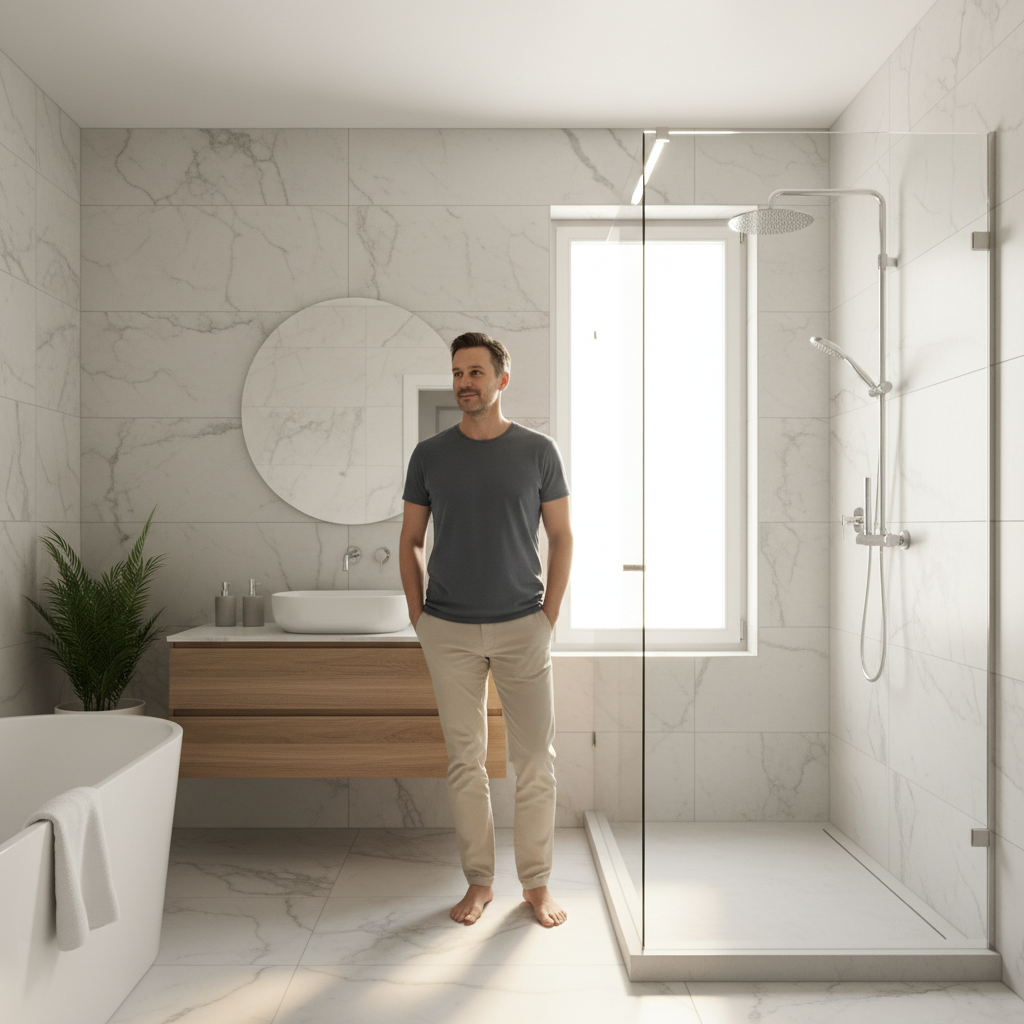 David Castellanos, Memorial Houston homeowner with glass shower door scale resolved