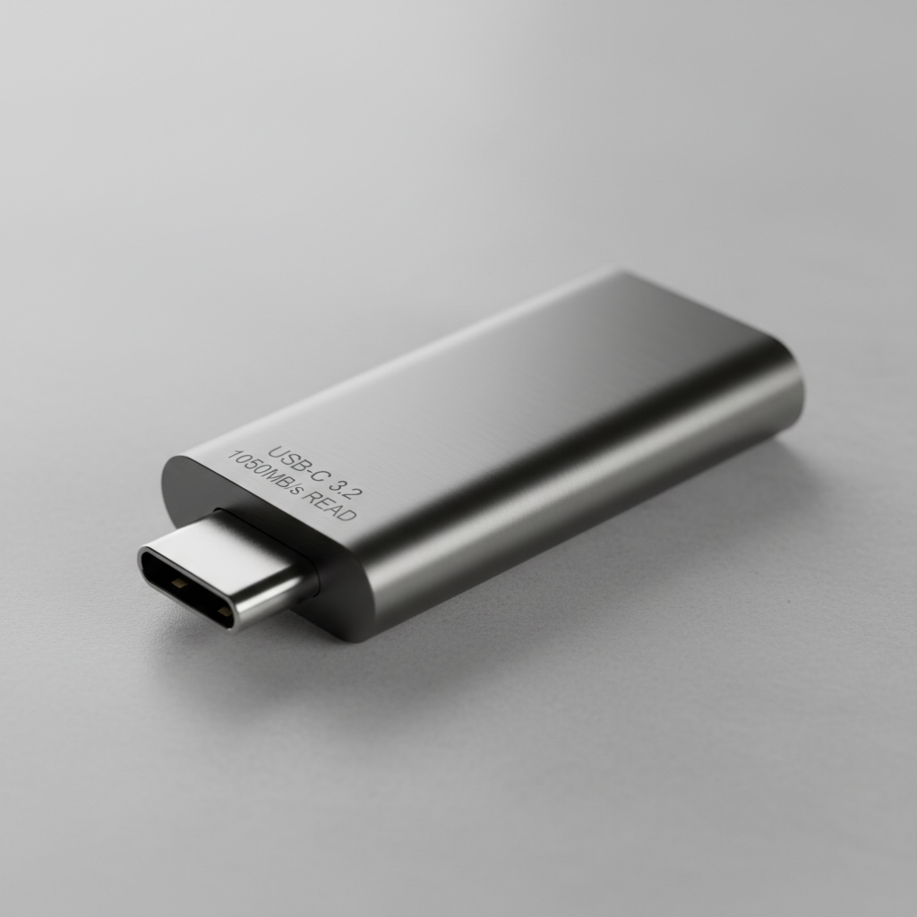 Portable SSD 1TB product photo on clean neutral background