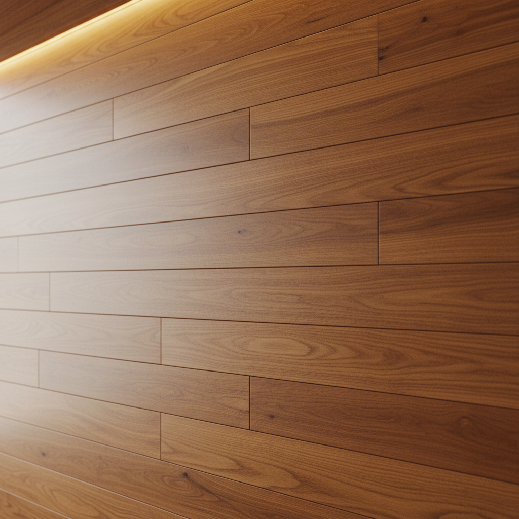 Wooden custom aquarium stand with clean lines, natural wood grain finish, warm workshop lighting