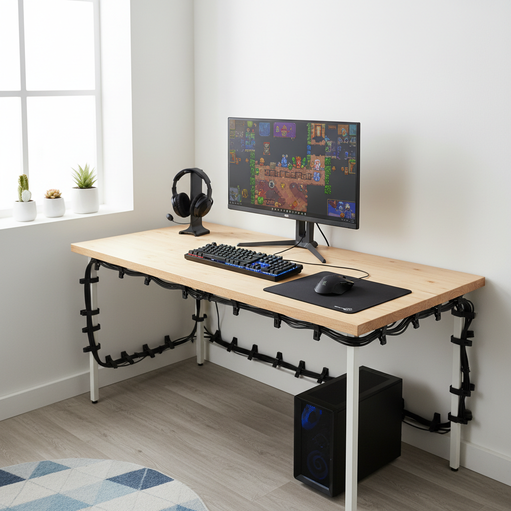 Minimalist gaming setup with ultrawide monitor