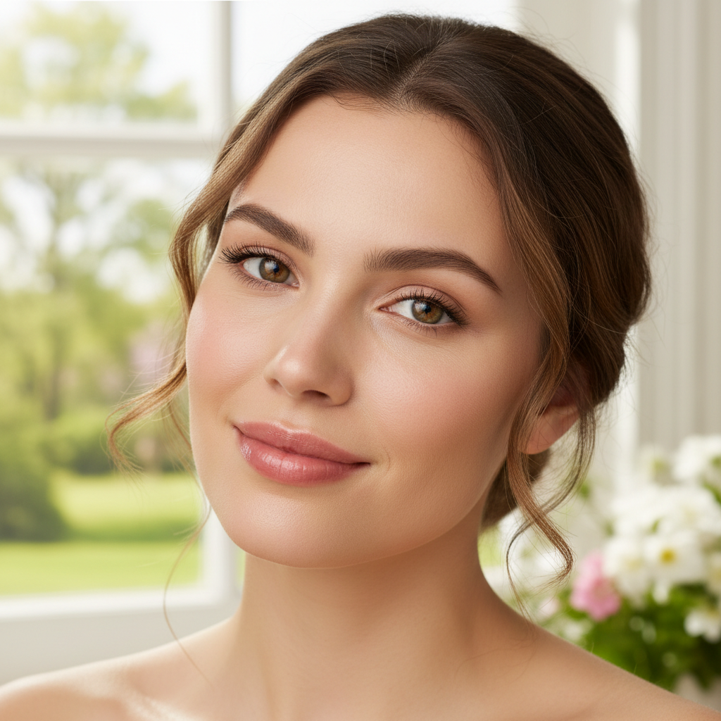 Margaret after three PRP sessions, smooth refined skin texture, natural glow visible