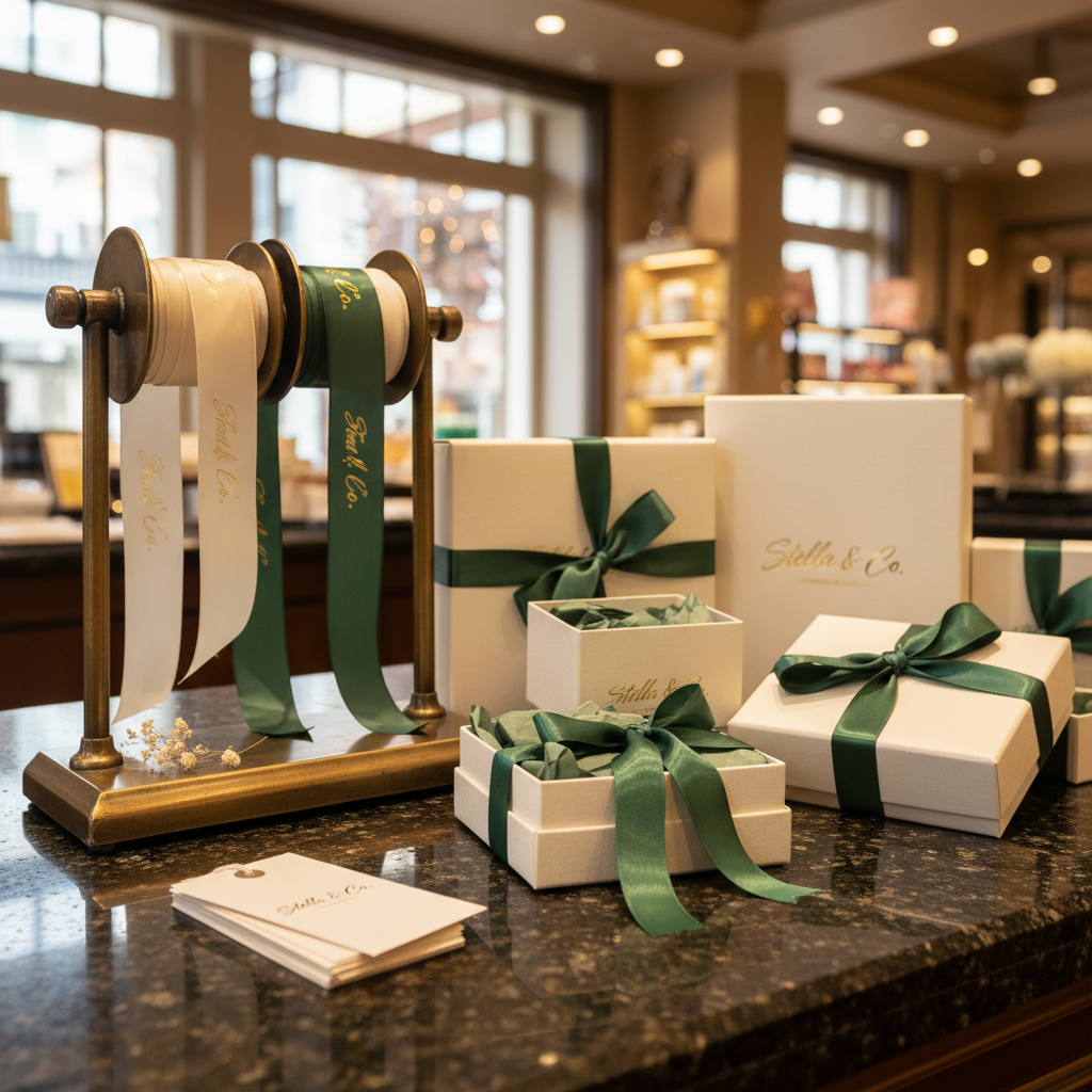 Corporate gifting team arranging branded gift boxes in a well-lit studio