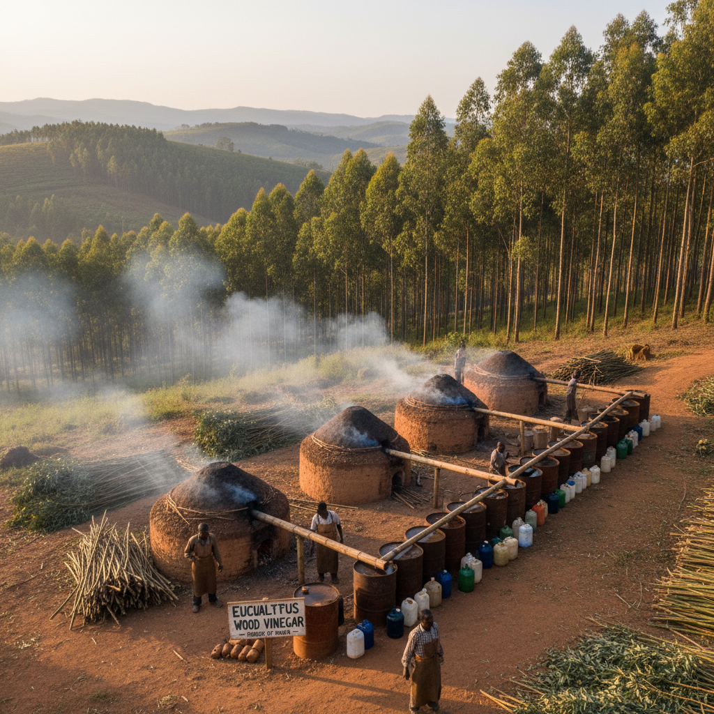 Wood vinegar production Kenya from eucalyptus plantations