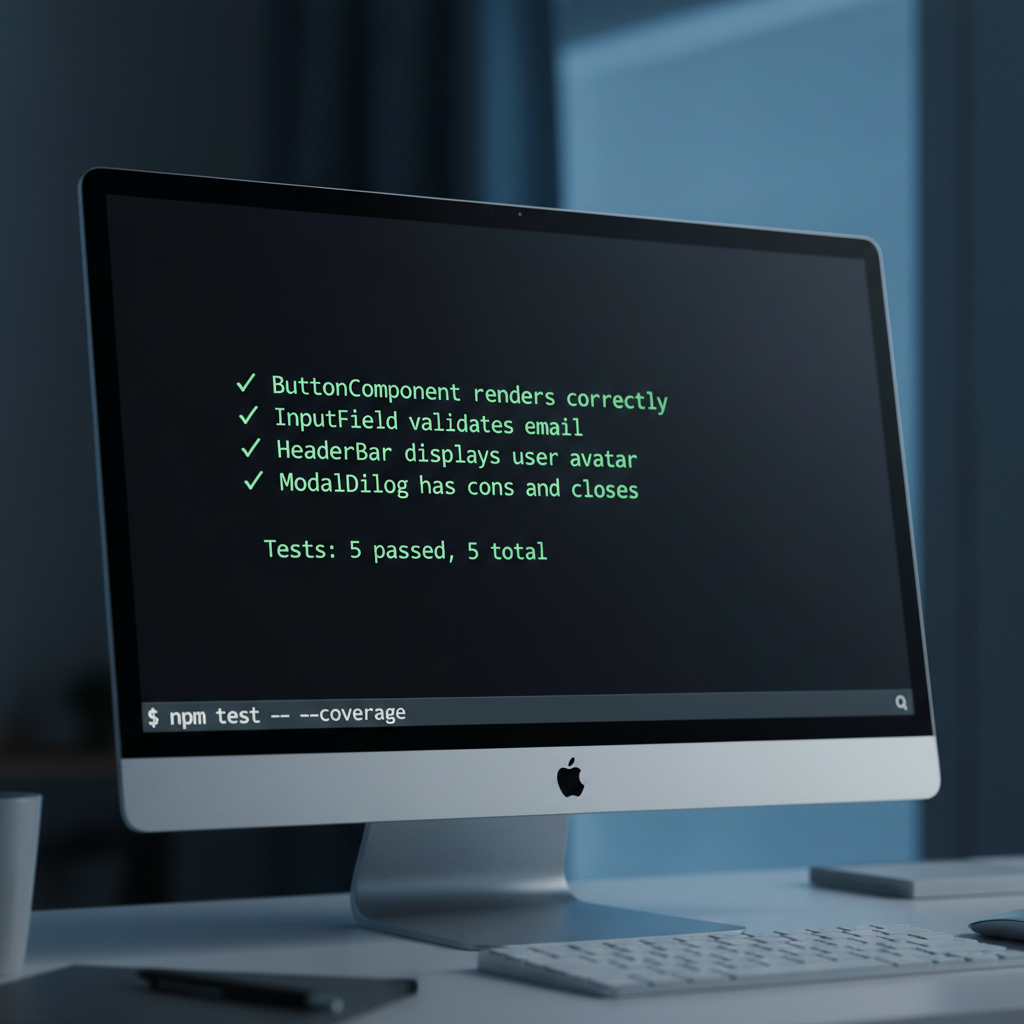 Terminal window showing React component code