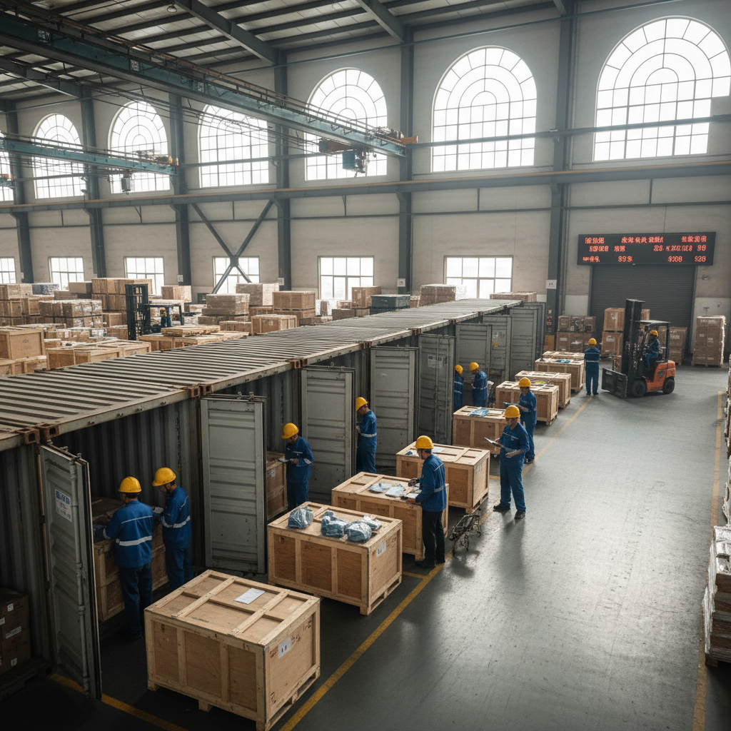 Workers in matching branded blue polo shirts with embroidered company logos standing in modern warehouse, dim industrial lighting, dark steel background