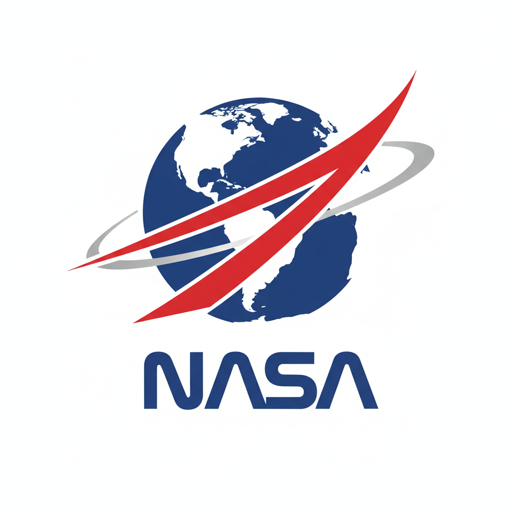 NASA logo with blue sphere and red vector representing space exploration