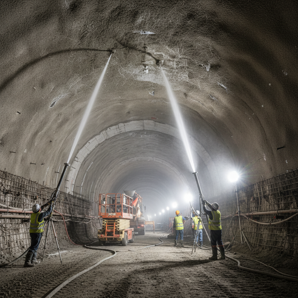 Underground rail station construction with concrete tunnelling work in progress