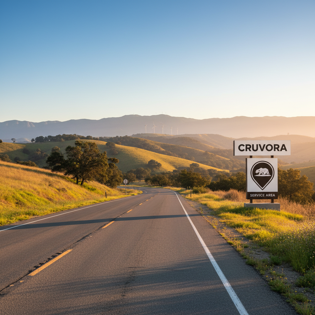 Road stretching through California landscape representing Cruvora's service area