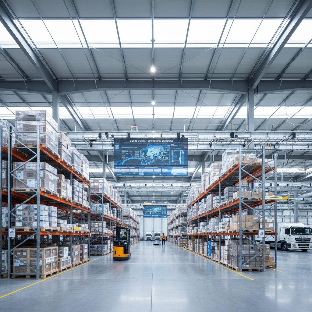 Modern warehouse logistics showing optimized supply chain operations