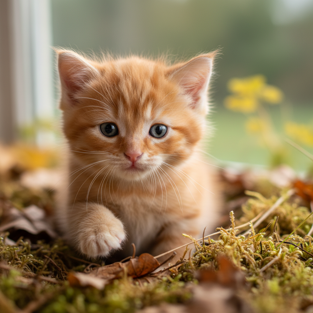 Copper at 4 weeks, fluffy orange emerging