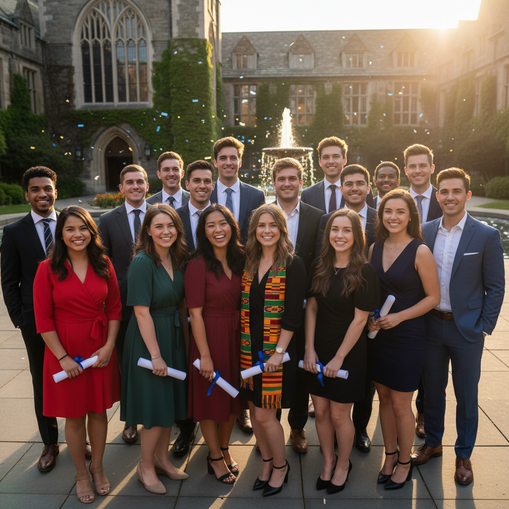 Diverse group of scholarship recipients at Sunflower Mission program