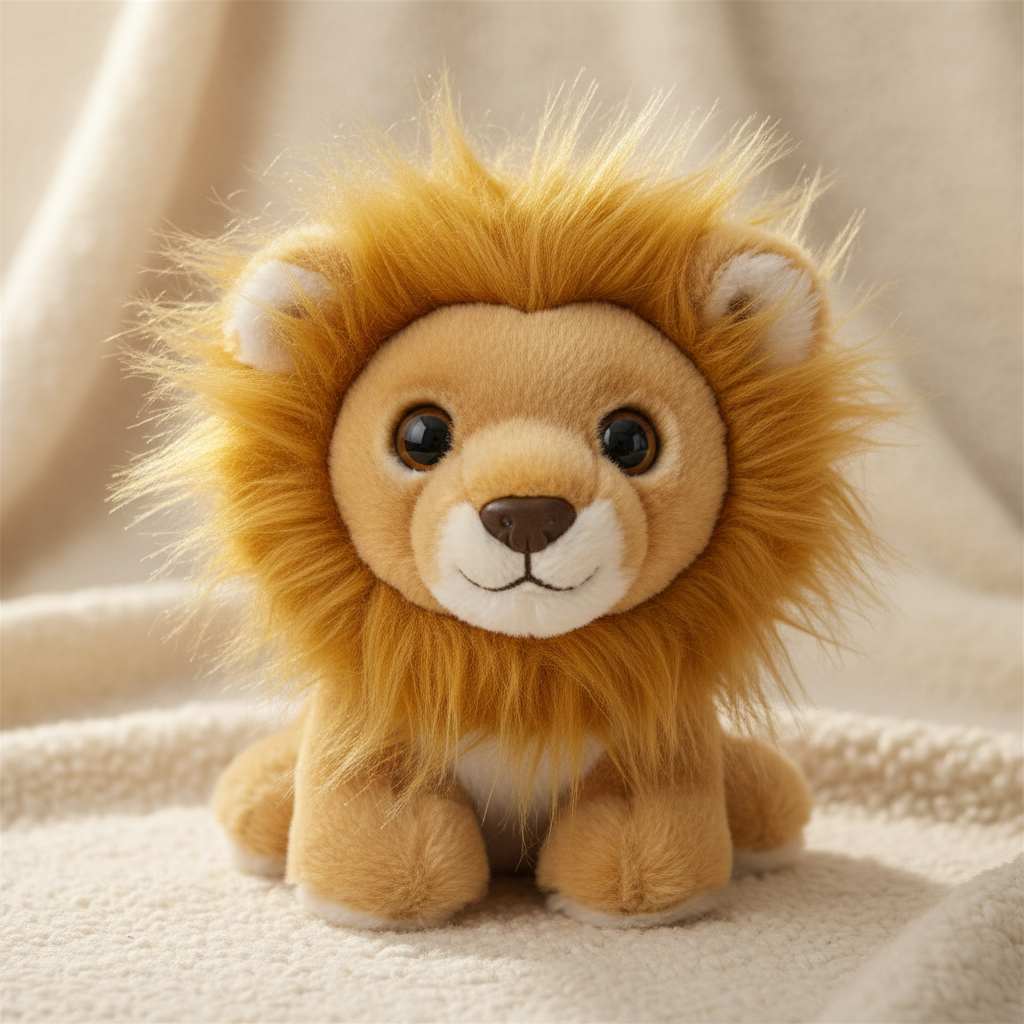 Adorable lion cub plush toy with fluffy mane, safe and cuddly for toddlers 1-3 years