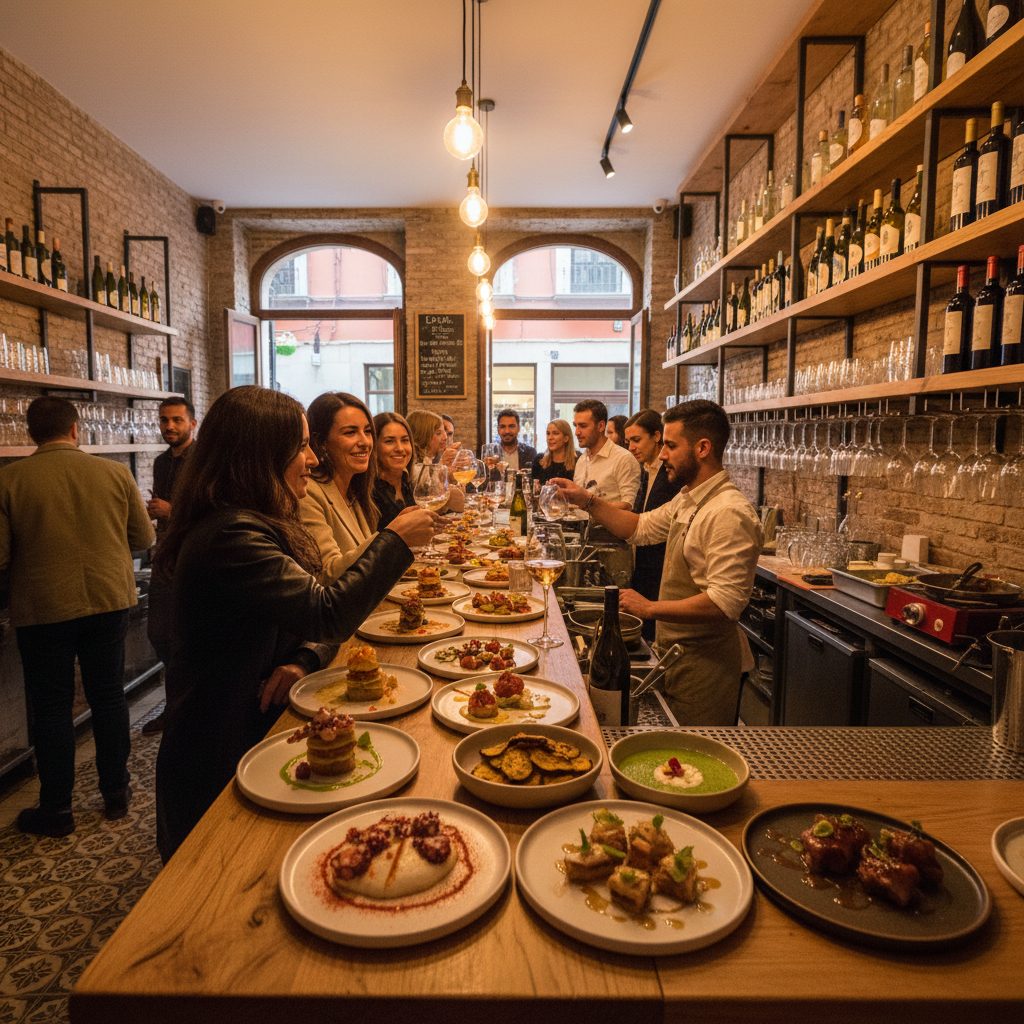 Trendy Seville tapas bar with creative dishes and natural wine selection