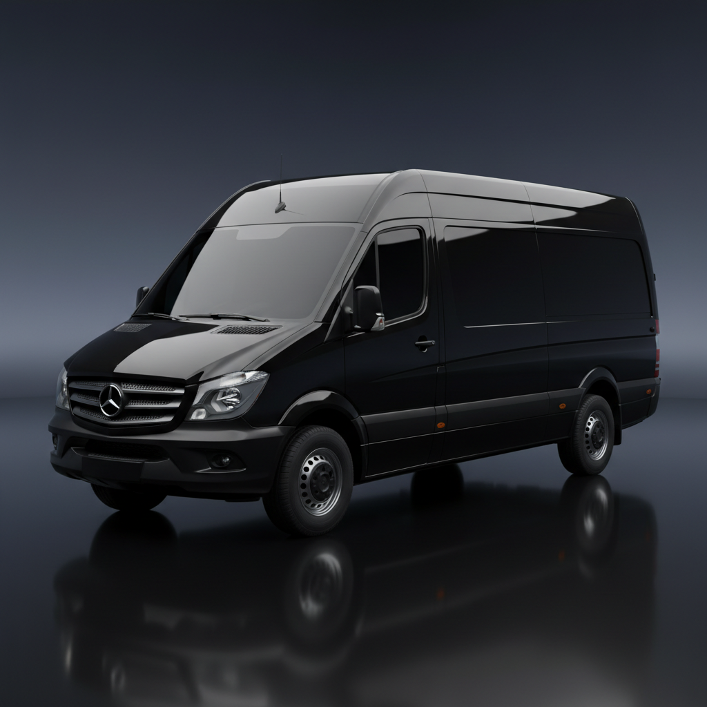 Black Mercedes Sprinter VIP van — luxury group transportation — HeXA Rides
