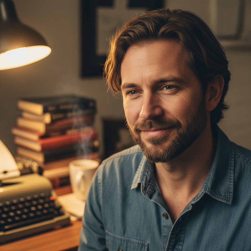 Isaiah Tatum, feature writer, casual warm-toned portrait