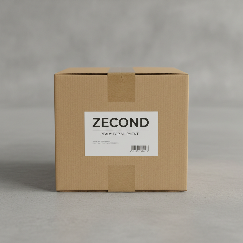 Caja de cartón ZECOND lista para envío al centro de verificación
