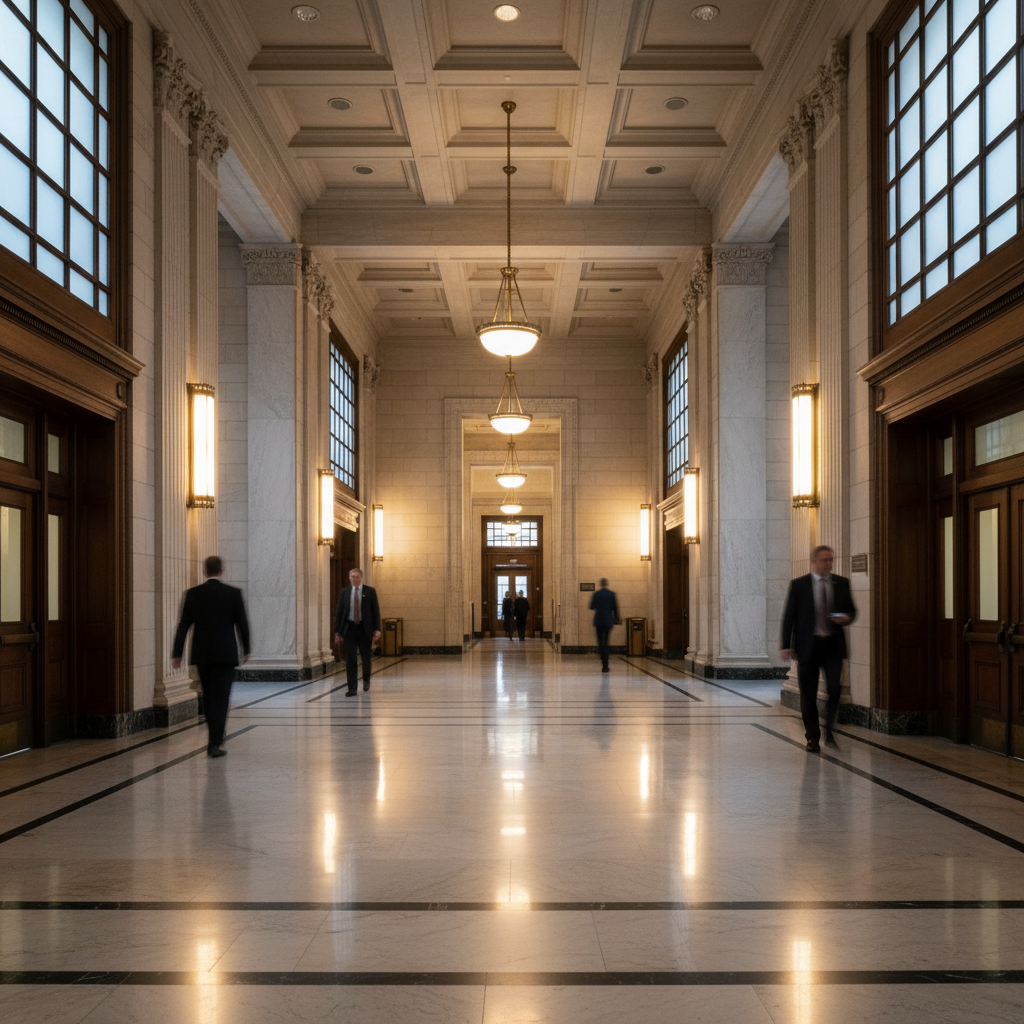 Institutional building with professional architecture and formal design reflecting public-use facilities