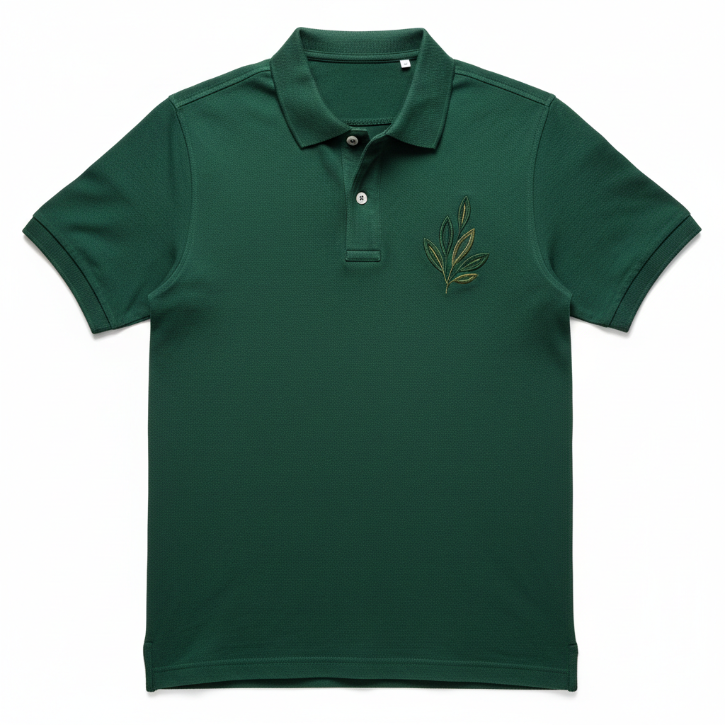 Pastel green polo shirt with subtle stripe detail, soft cotton fabric, classic golf style