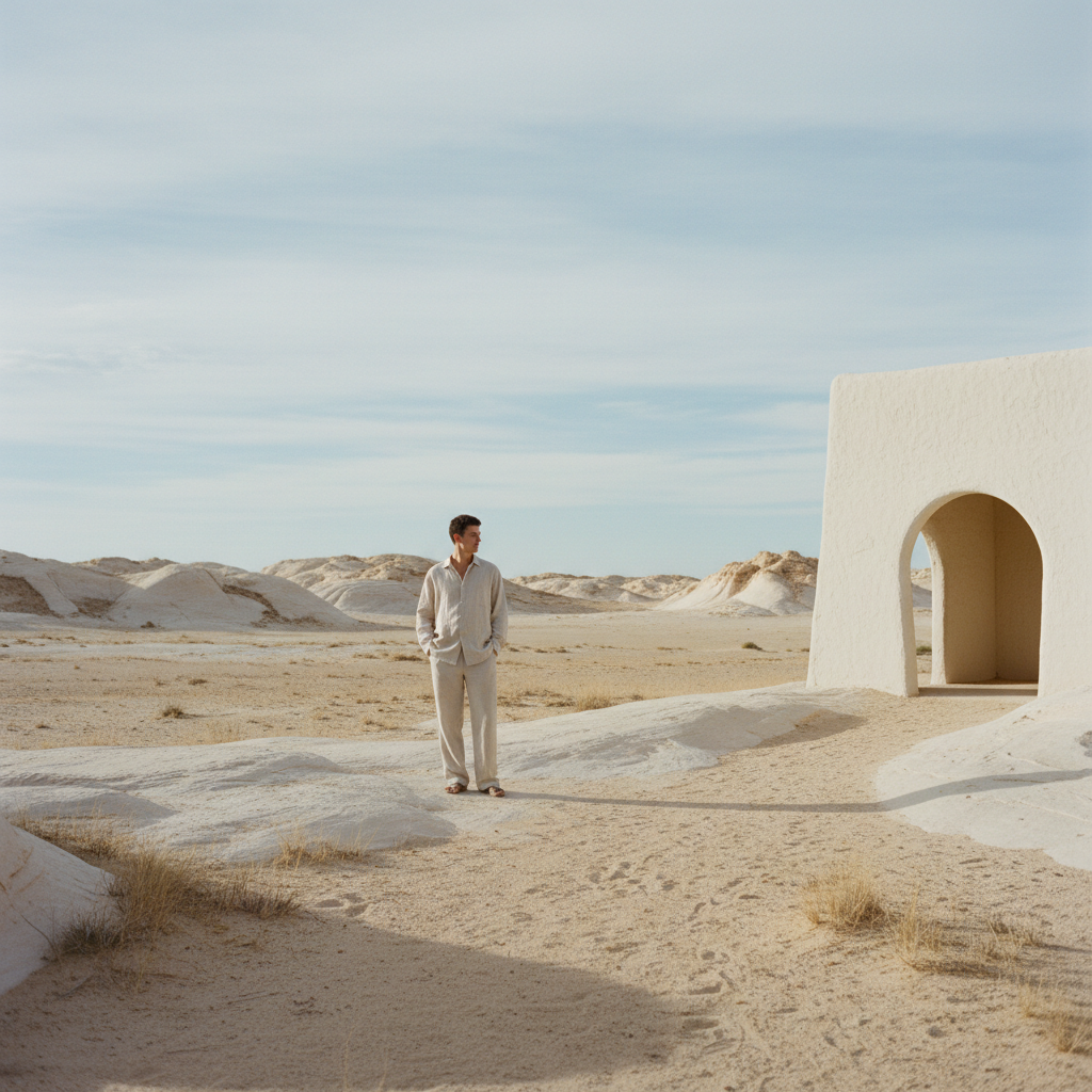 Man in bright airy environment, natural light, open well-lit setting