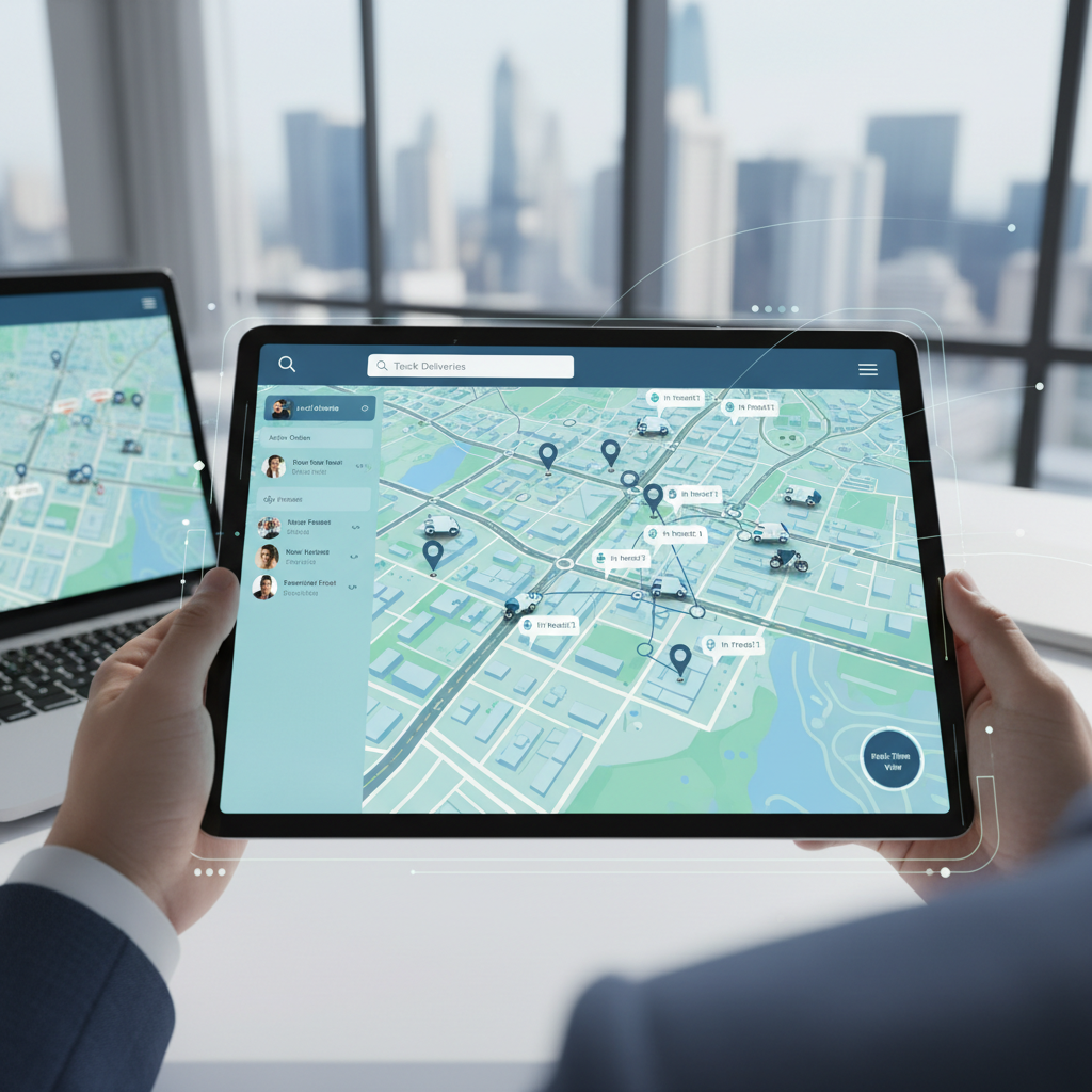 DeliverNow Android app showing real-time delivery map tracking