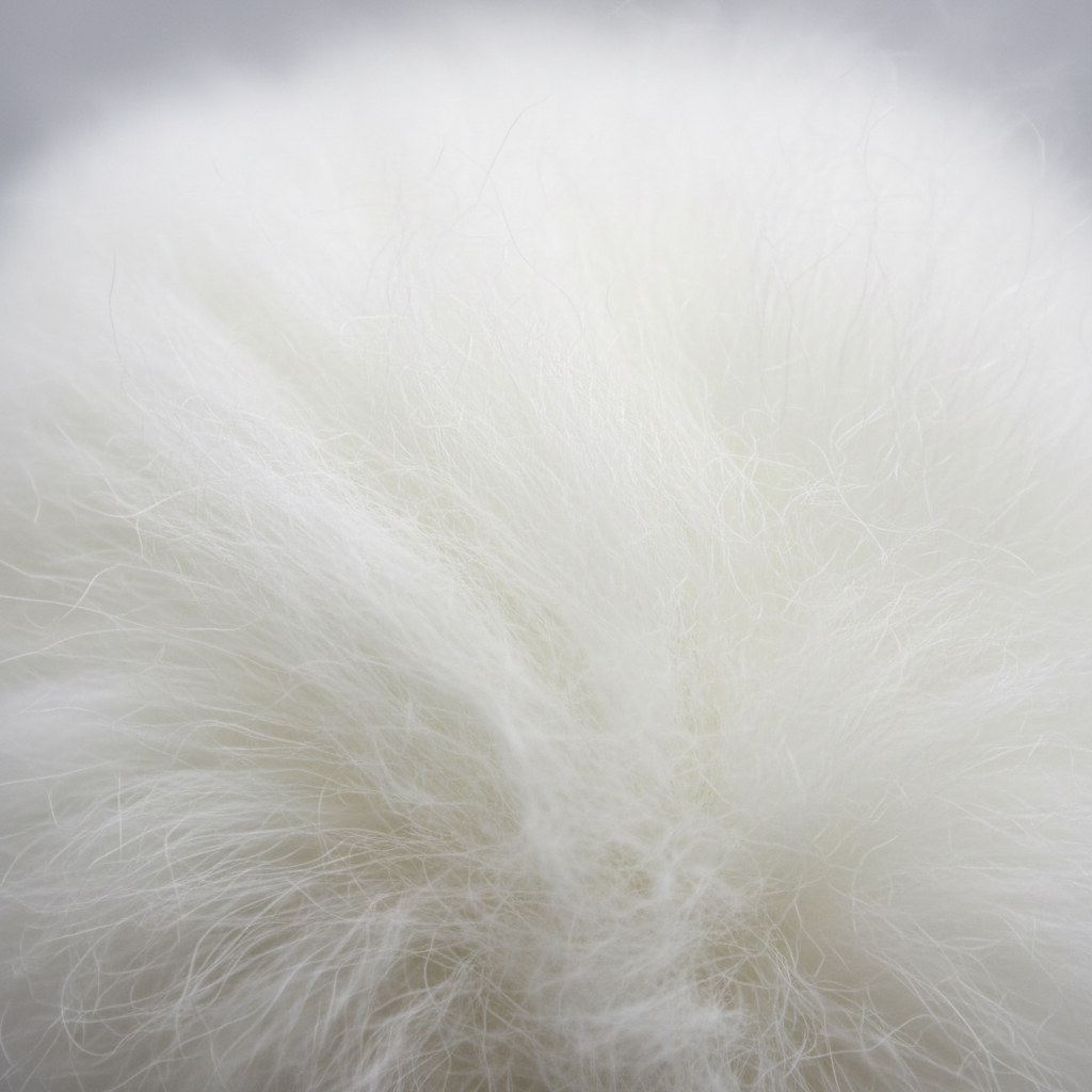 Natural white sheep wool fibers, soft natural textile material
