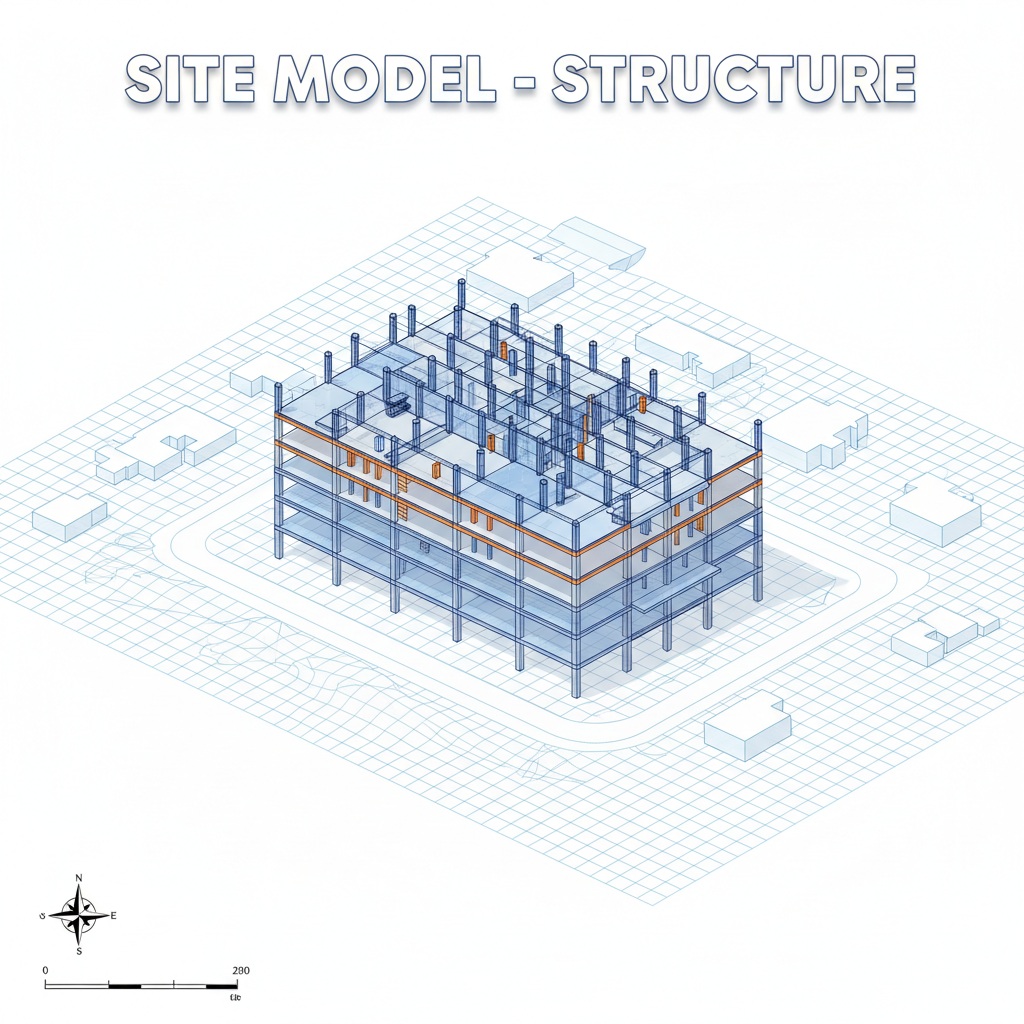 3D site model thumbnail showing building structure