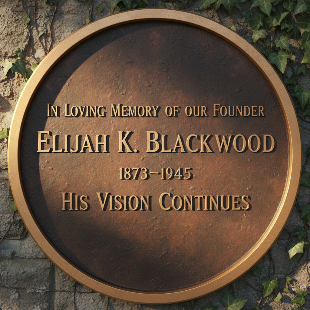 Close-up of a bronze memorial plaque with raised serif lettering, warm patina catching afternoon light