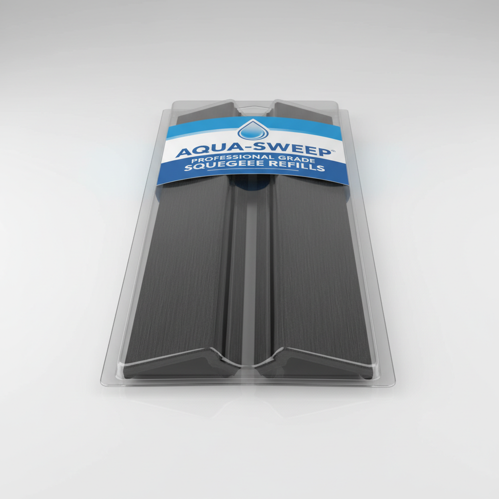Hard rubber squeegee blades in packaging on clean surface