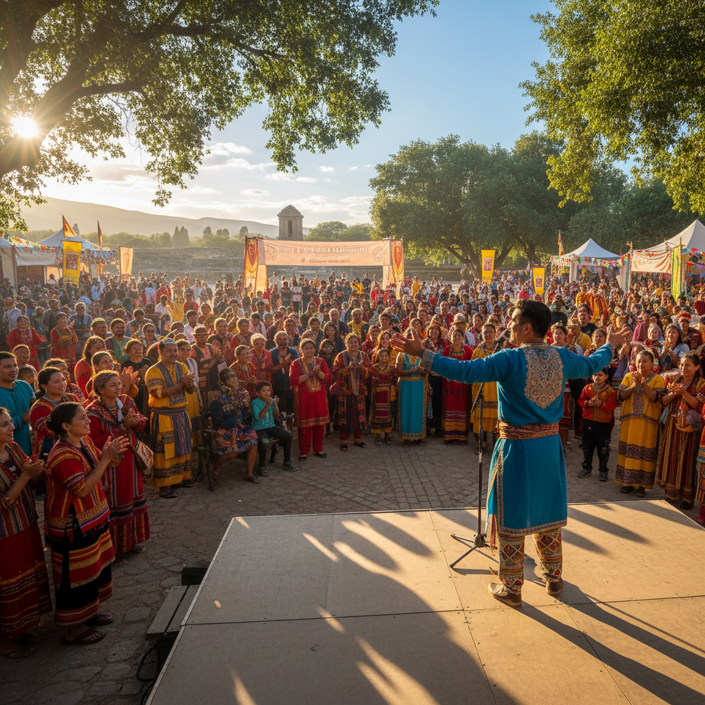 Sarpanch addressing the gathered community members