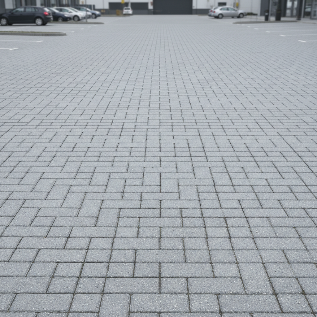 Double T cabro pavers installed in a parking area