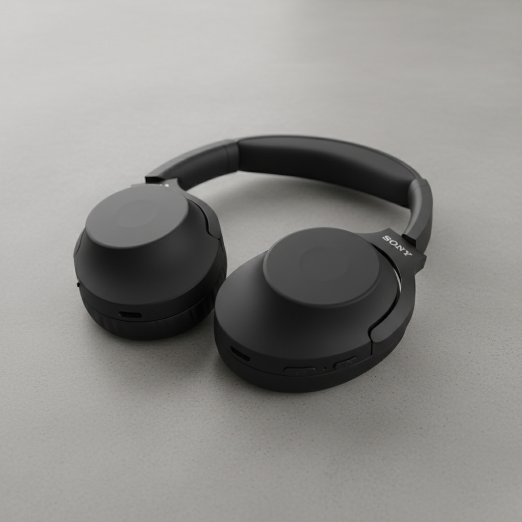 Sony noise-cancelling headphones in matte black