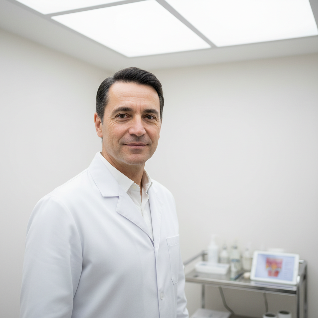 Dr. James Okafor, cosmetic dermatologist in professional setting