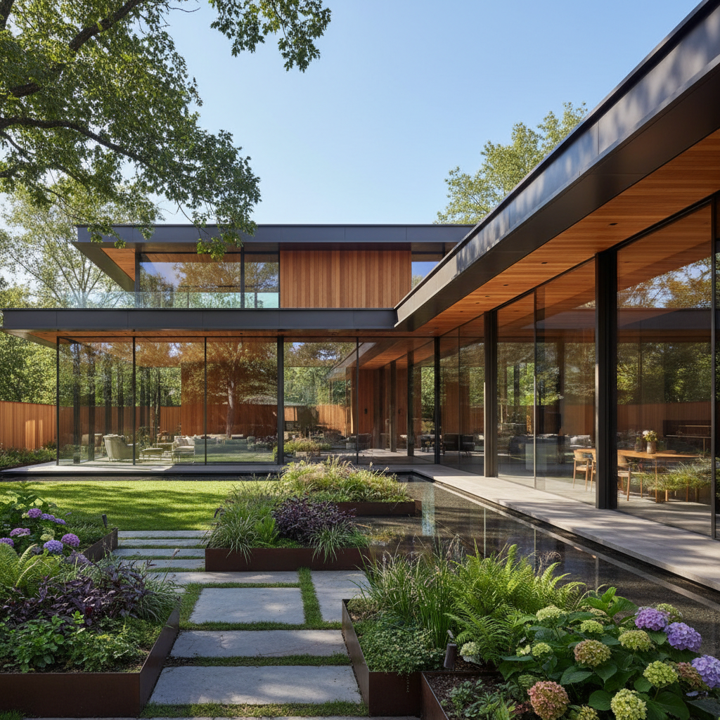 Luxury Elk Grove home with modern architecture and landscaped front yard