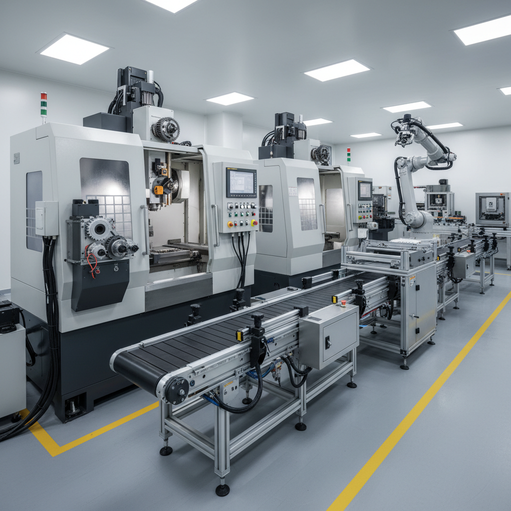 Modern manufacturing facility with industrial production equipment