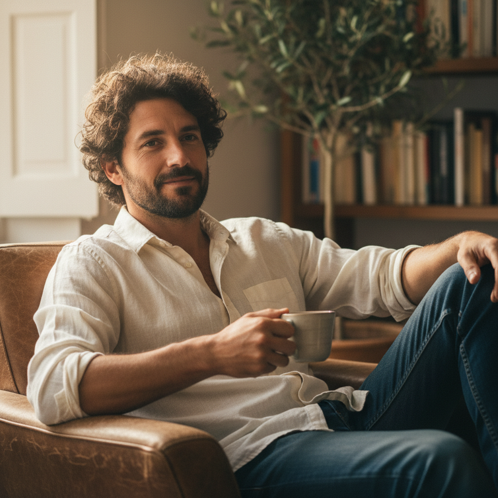 Marco Bellini, Italian man with dark curly hair in casual setting
