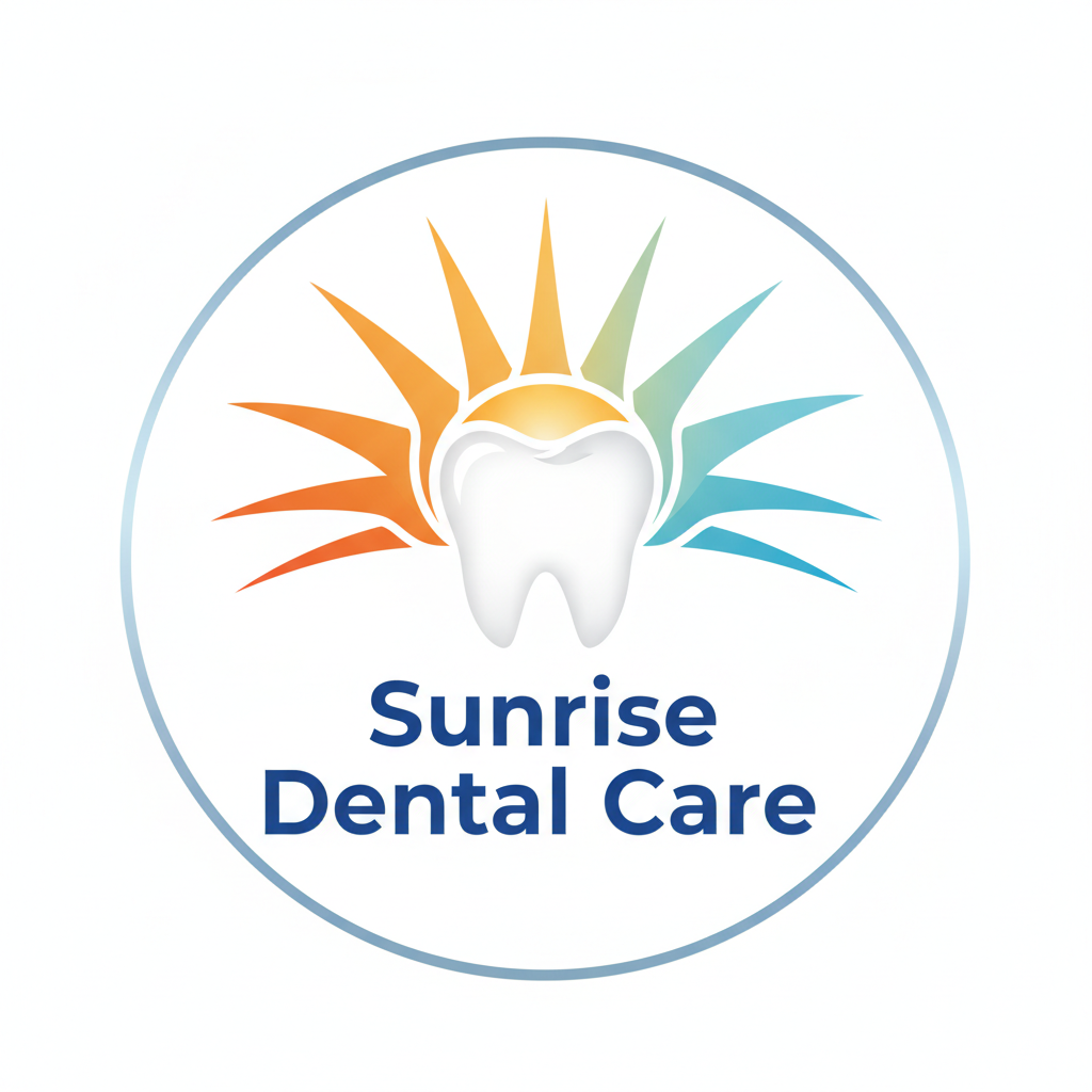 Sunrise Dental Clinic logo on white professional card