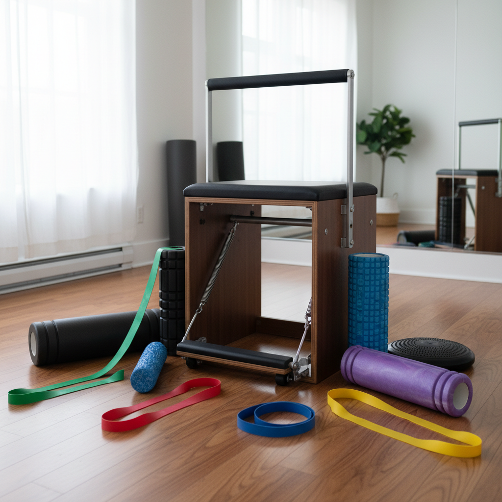 Pilates Wunda chair with adjustable spring resistance for balance and strength training