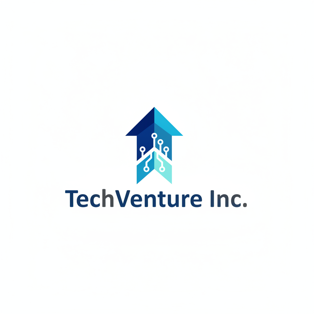 TechVenture Inc. company logo with blue geometric design
