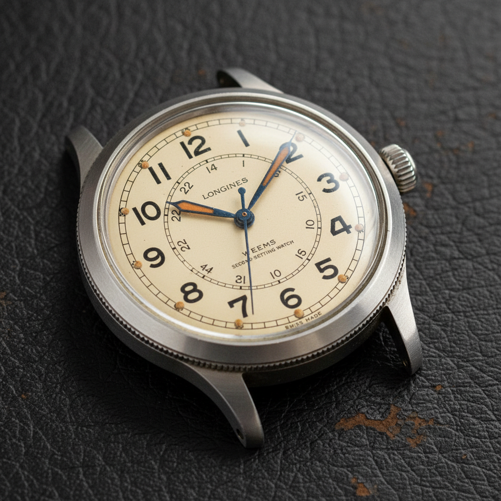 WWII era Longines Weems navigator military watch with original pilot dial sold from vault