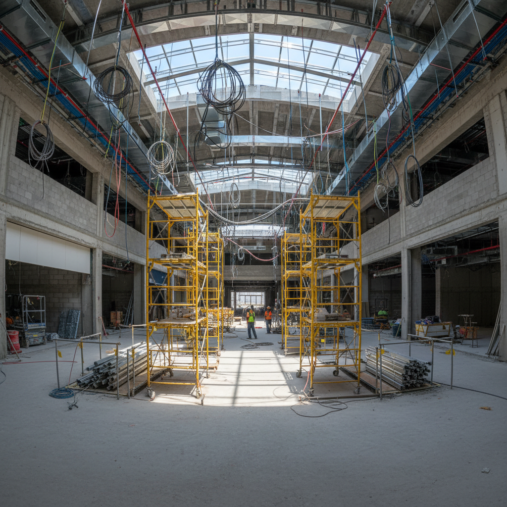 Tablero eléctrico provisional para obra de construcción en centro comercial