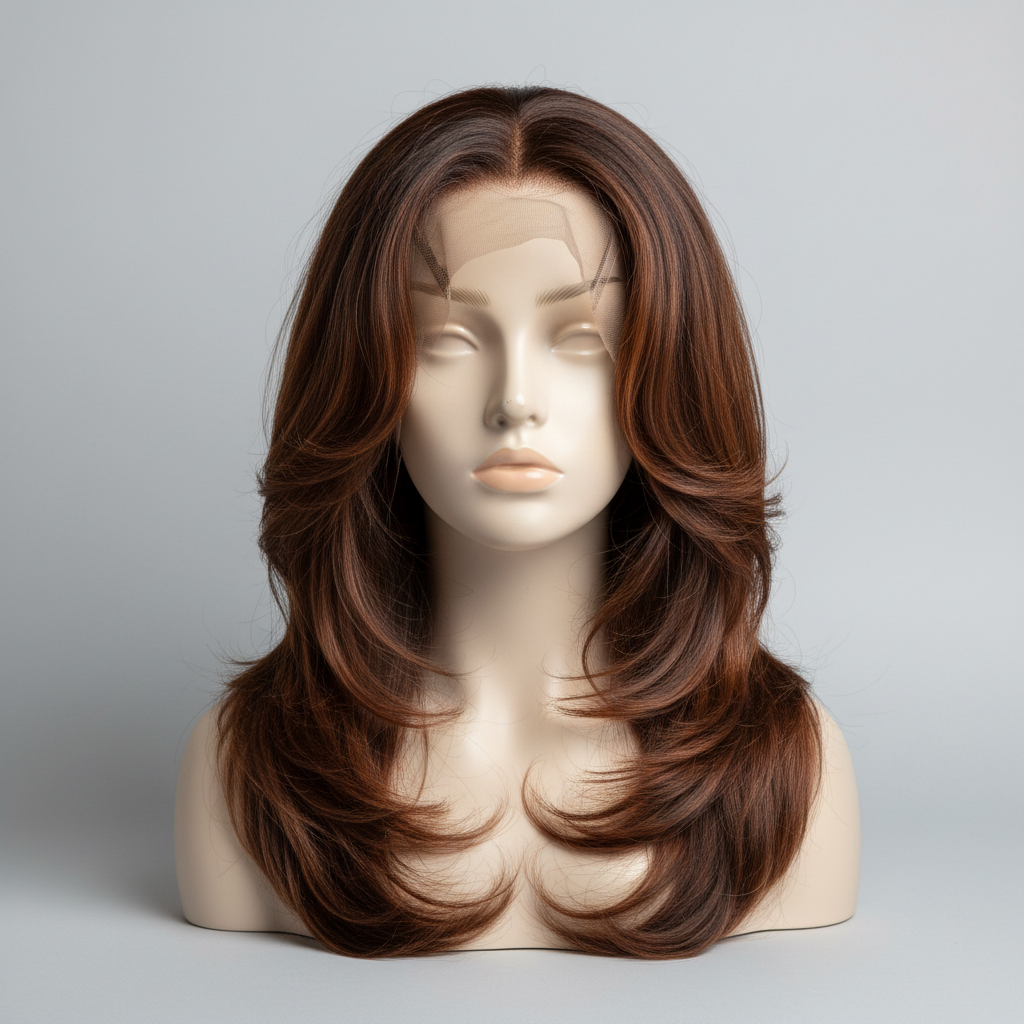 Woman wearing synthetic lace front wig with natural-looking hairline
