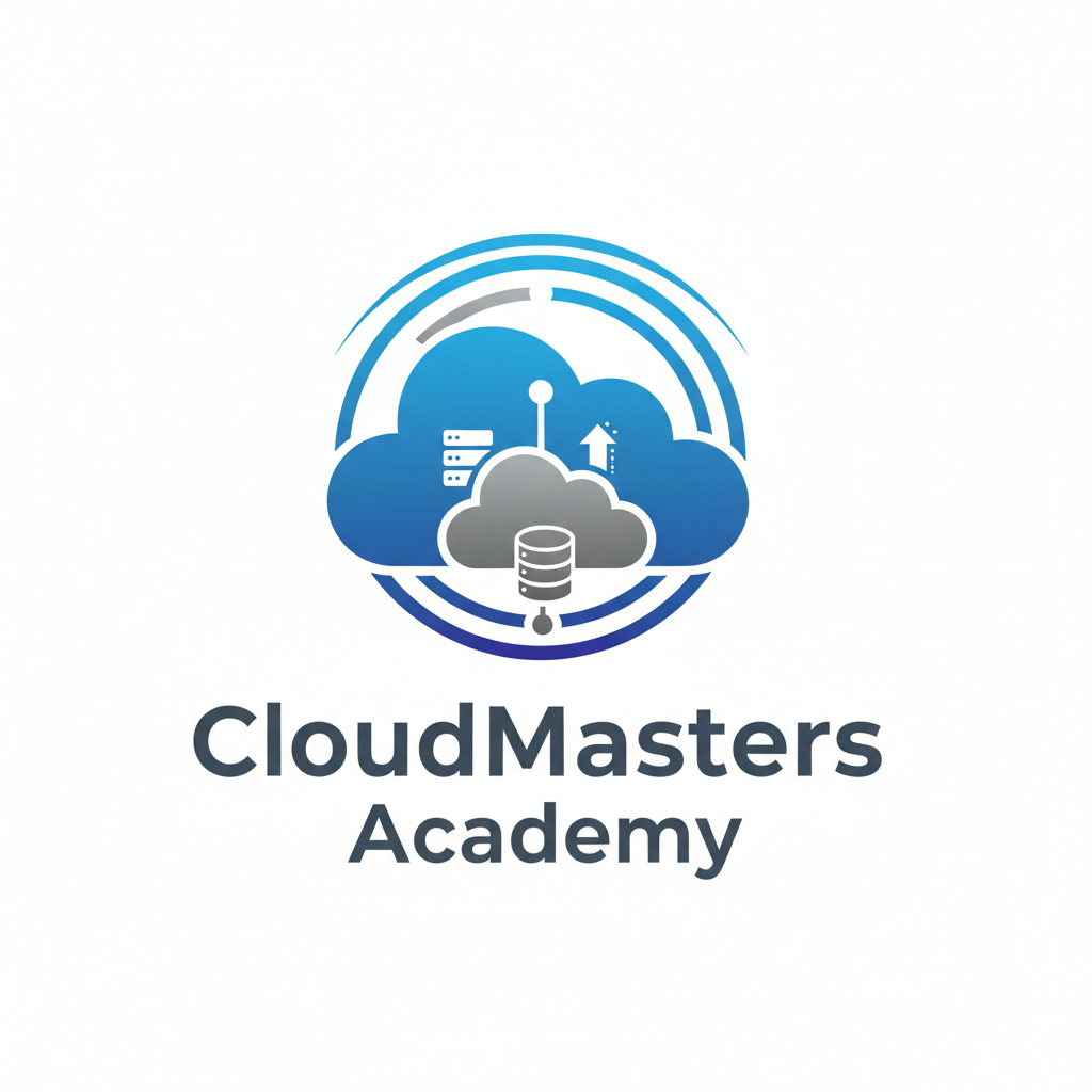 CloudMasters Academy logo with cloud computing icons