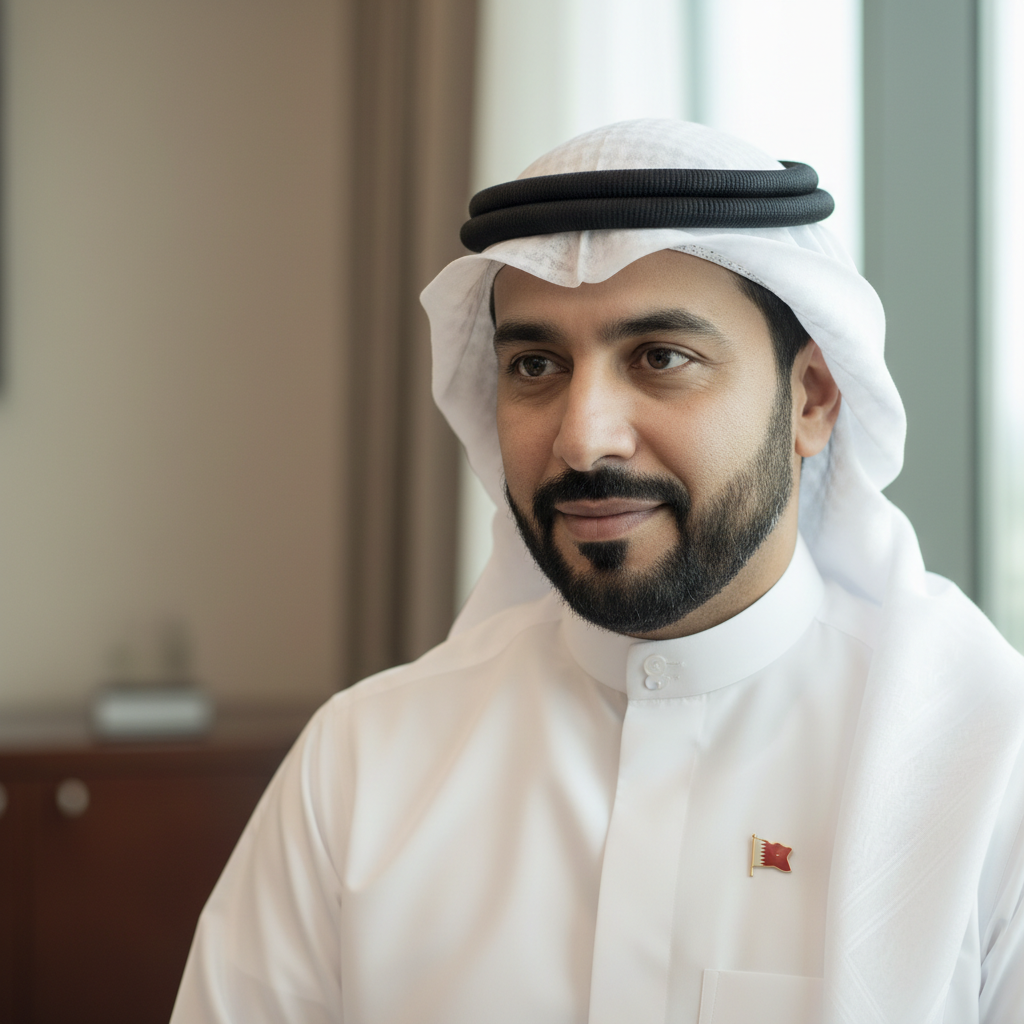Portrait of Hamad Al-Thani, Qatari diplomat in formal attire
