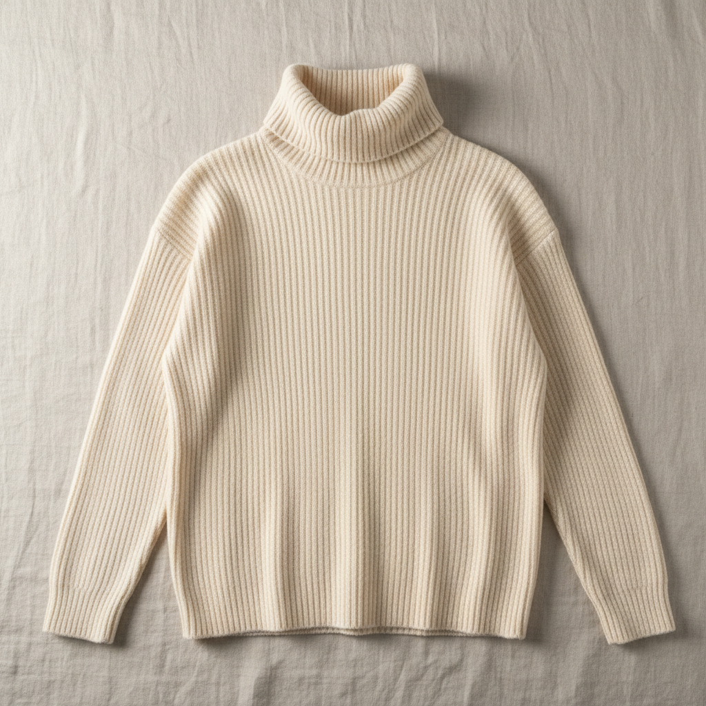 Ribbed Knit Turtleneck product photo on clean neutral background