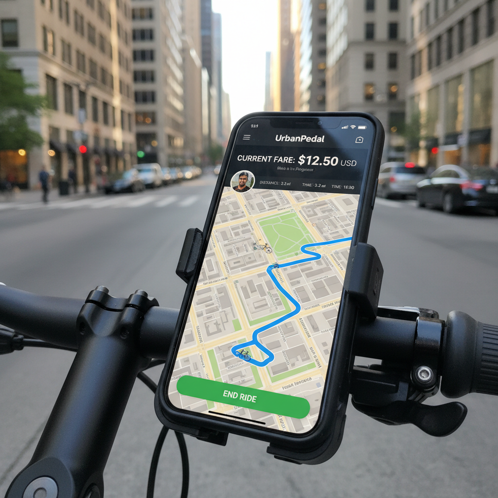 Mobile app screens for urban mobility showing maps and transport routes